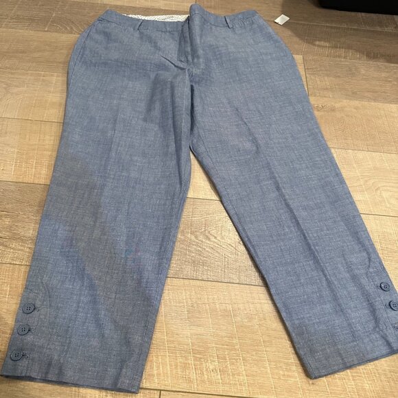 TALBOTS WOMENS 16W BLUE KHAKI CROPPED PANTS NEW - Picture 3 of 12